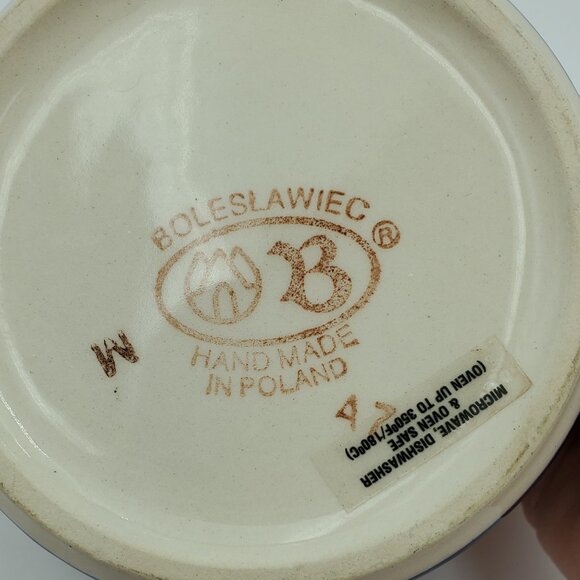 Polish Pottery Grapes Bowl Blue Bands Grape Blueberry Soup Cereal Bowl - Picture 8 of 9